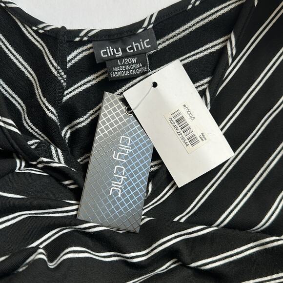 City Chic Ahoy Sailor Belted Fit Flare Dress Sleeveless Black White Nautical 20 - Picture 11 of 13